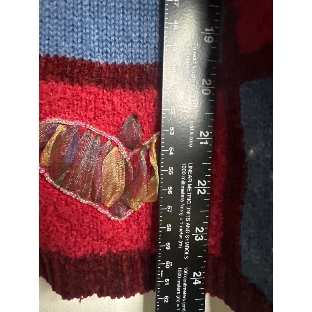 VTG Wool Blend Christmas Sweater Women’s L Holiday Patchwork Festive Knit Y2K - Picture 5 of 8
